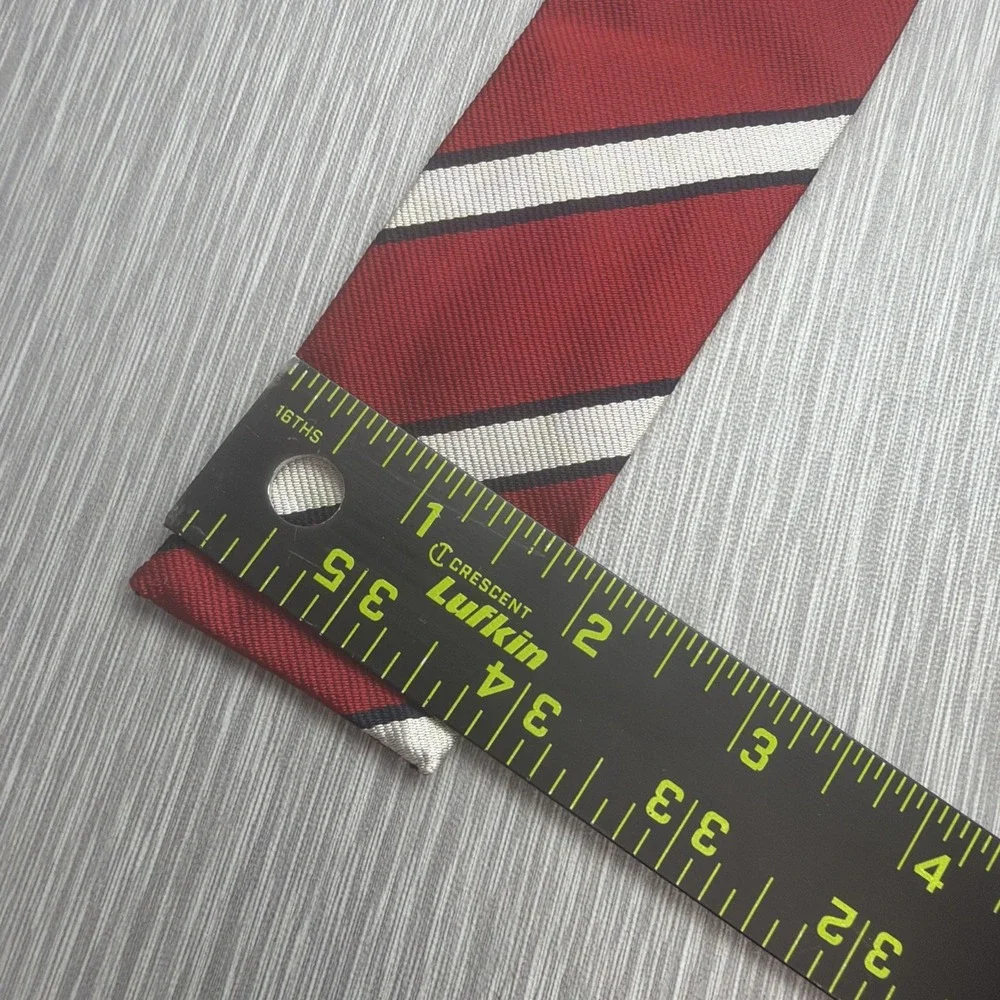 Brooks Brothers Regimental Stripe Silk Self Tie Bow Tie Red White Gray